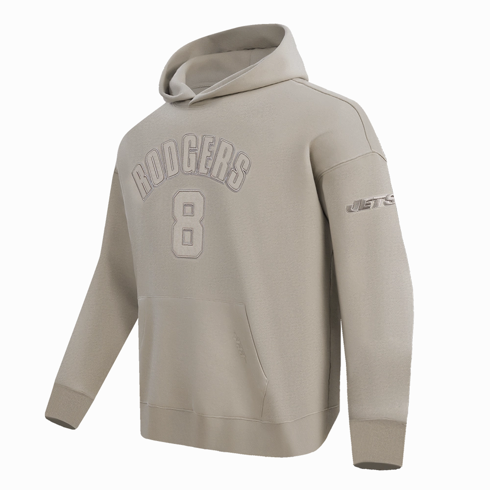 NFL NEW YORK JETS AARON RODGERS #8 NEUTRAL MEN'S DROP SHOULDER PO (TAUPE)