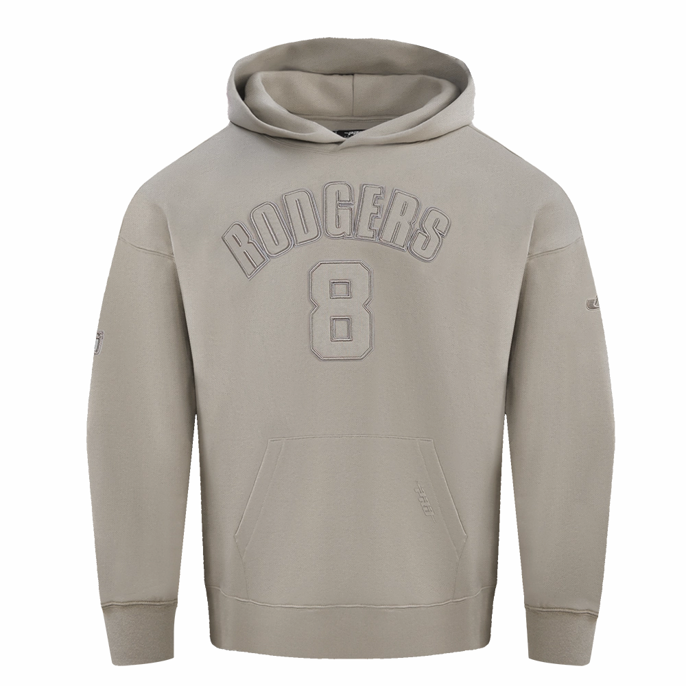 NFL NEW YORK JETS AARON RODGERS #8 NEUTRAL MEN'S DROP SHOULDER PO (TAUPE)