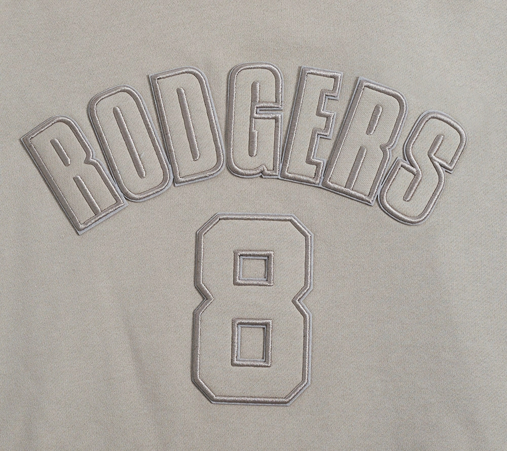 NFL NEW YORK JETS AARON RODGERS #8 NEUTRAL MEN'S DROP SHOULDER PO (TAUPE)