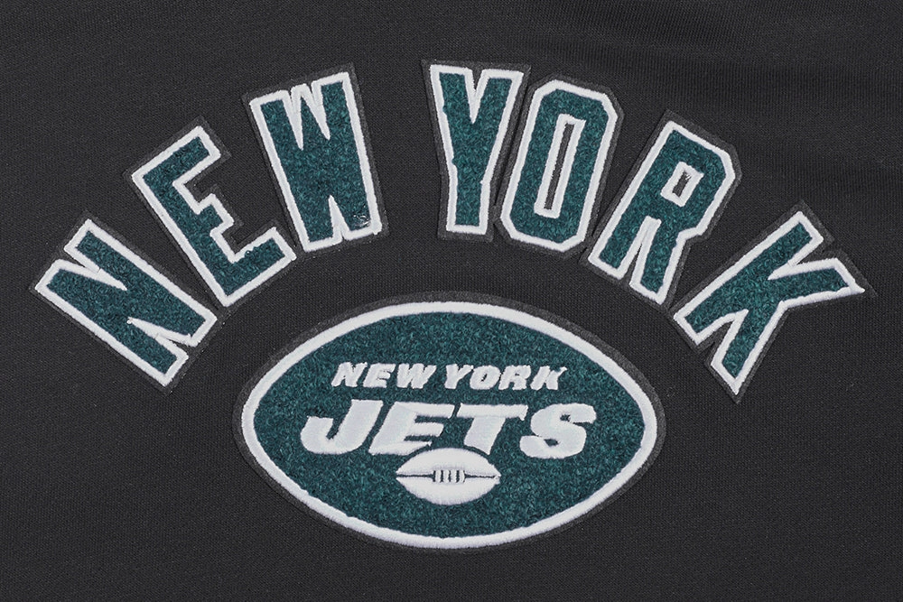 NFL NEW YORK JETS CLASSIC CROPPED WOMEN'S PULLOVER HOODIE (BLACK)