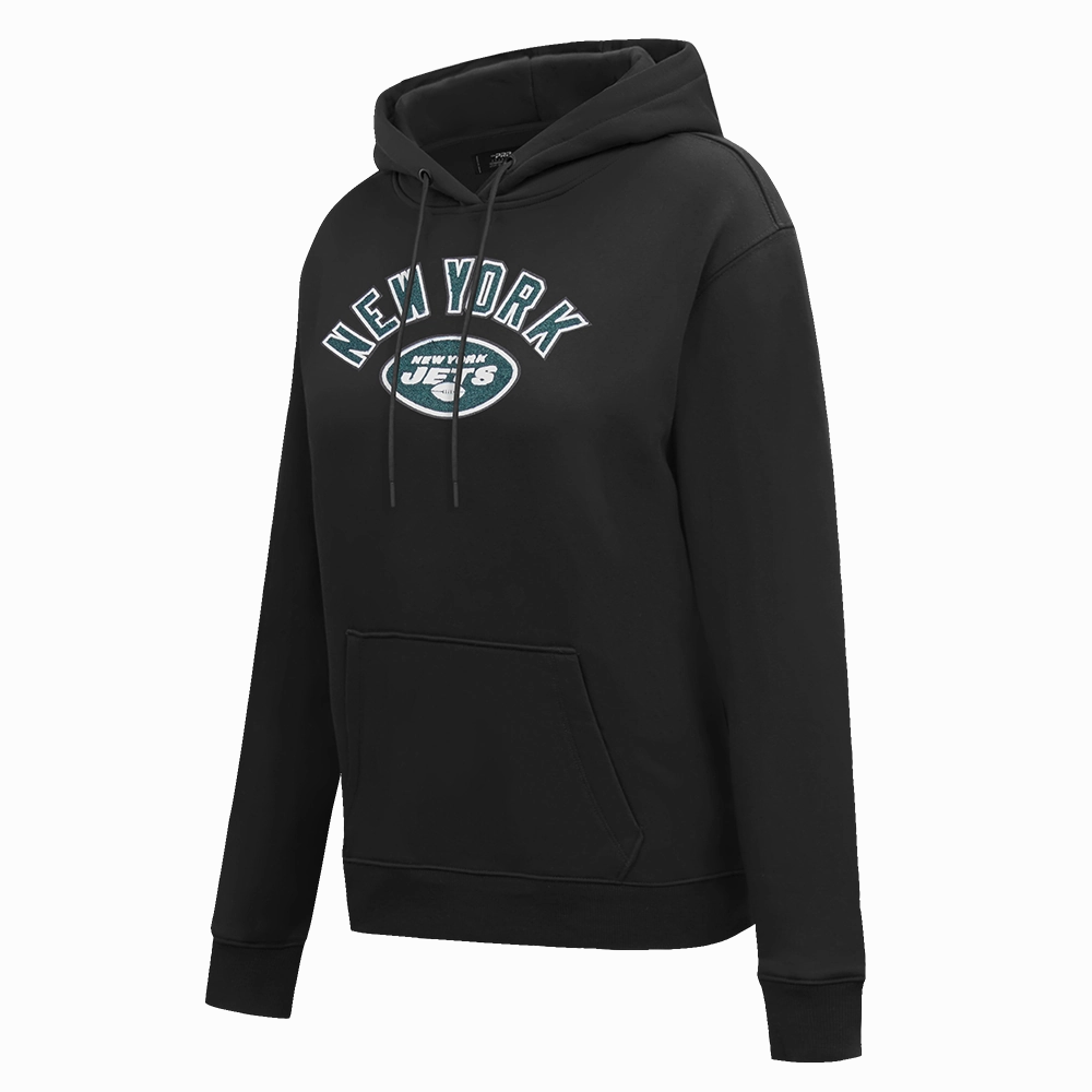 NFL NEW YORK JETS CLASSIC CROPPED WOMEN'S PULLOVER HOODIE (BLACK)