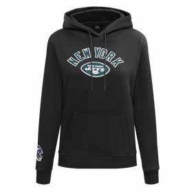 NFL NEW YORK JETS CLASSIC CROPPED WOMEN'S PULLOVER HOODIE (BLACK)