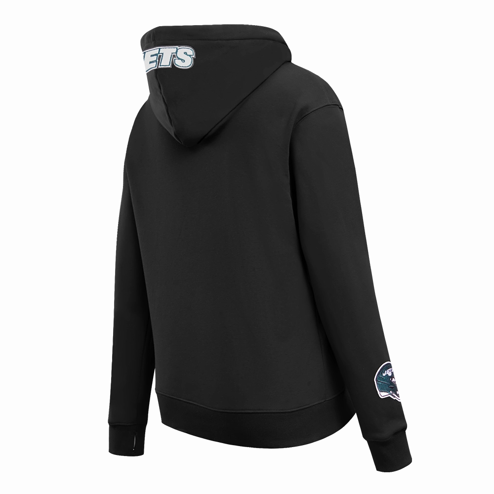 NFL NEW YORK JETS CLASSIC CROPPED WOMEN'S PULLOVER HOODIE (BLACK)