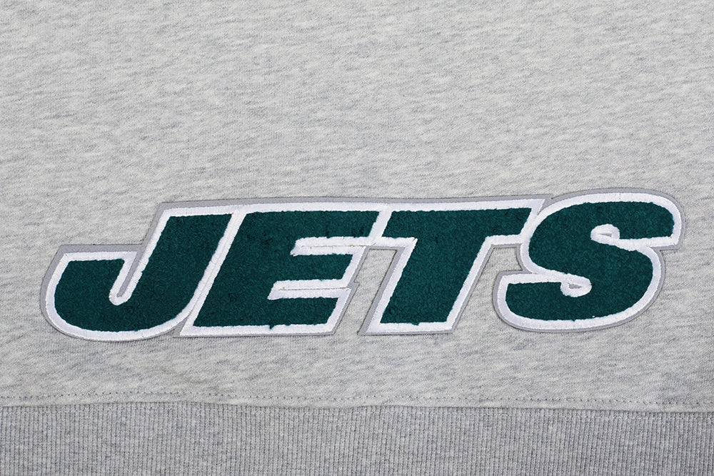 NFL NEW YORK JETS CLASSIC WOMEN'S CROPPED FLEECE PULLOVER HOODIE (HEATHER GREY)