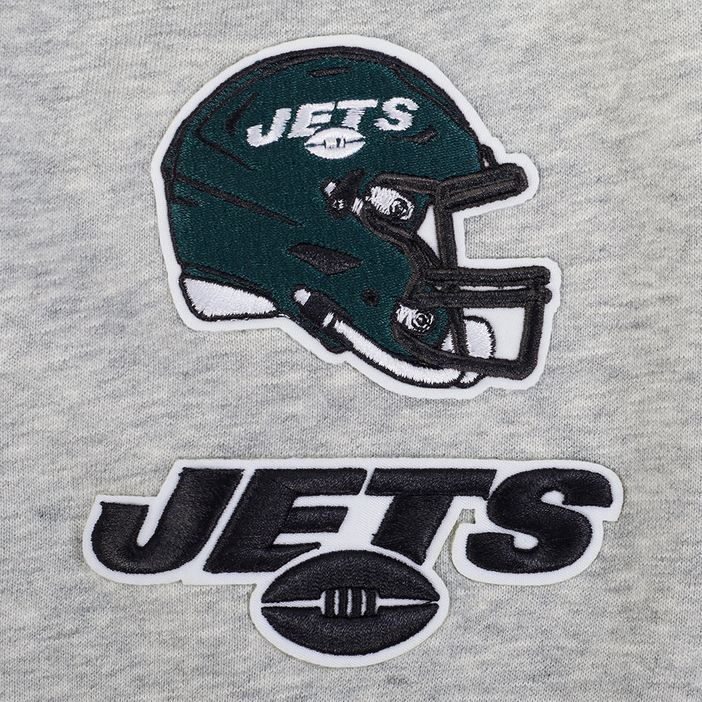 NFL NEW YORK JETS CLASSIC WOMEN'S CROPPED FLEECE PULLOVER HOODIE (HEATHER GREY)