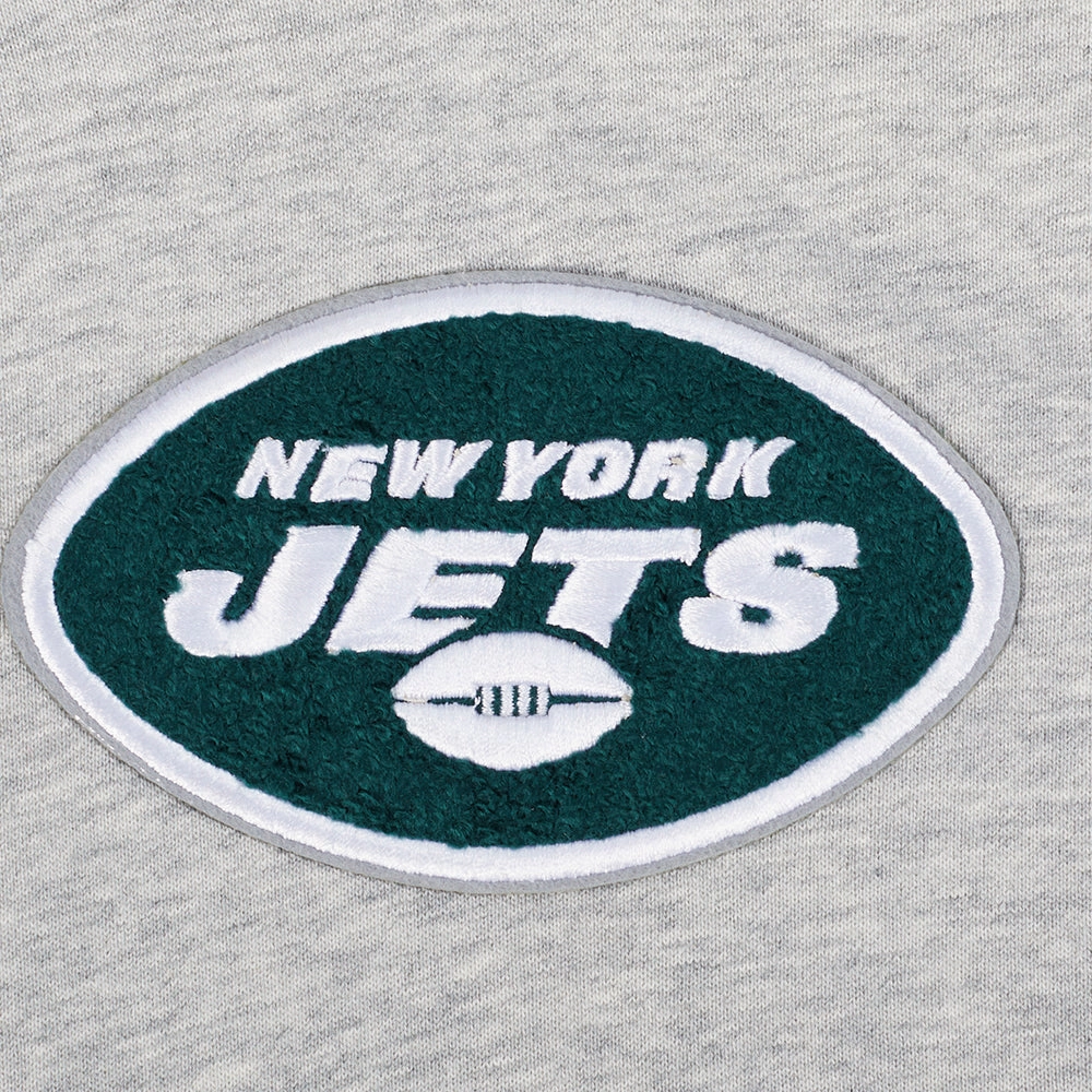 NFL NEW YORK JETS CLASSIC WOMEN'S CROPPED FLEECE PULLOVER HOODIE (HEATHER GREY)