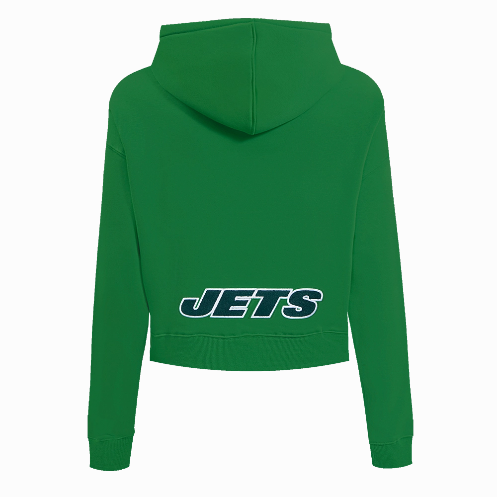NFL NEW YORK JETS CLASSIC WOMEN'S CROPPED FLEECE PULLOVER HOODIE (KELLY GREEN)