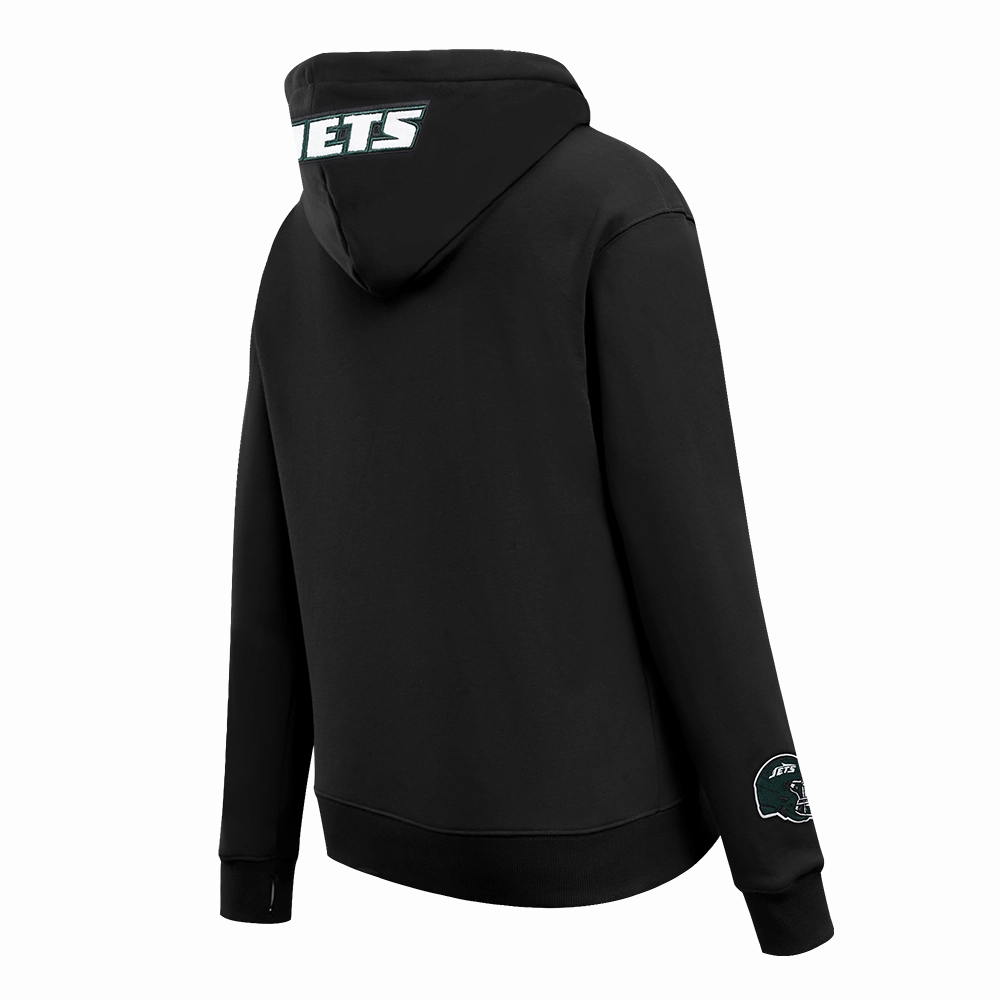 NFL NEW YORK JETS CLASSIC WOMEN'S FLEECE PULLOVER HOODIE (BLACK)