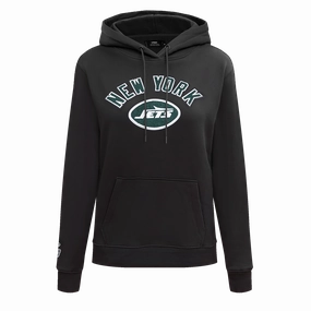 NFL NEW YORK JETS CLASSIC WOMEN'S FLEECE PULLOVER HOODIE (BLACK)