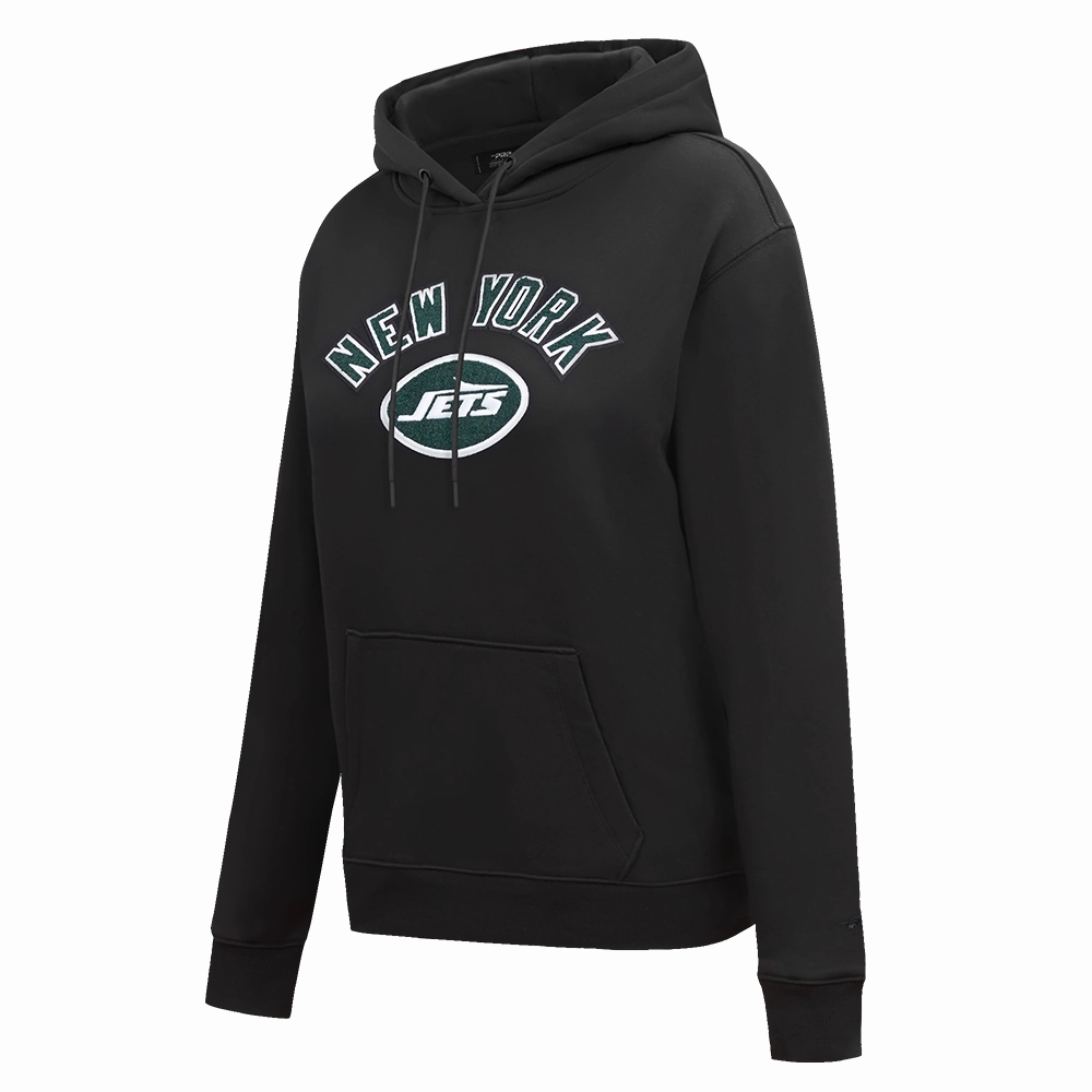 NFL NEW YORK JETS CLASSIC WOMEN'S FLEECE PULLOVER HOODIE (BLACK)