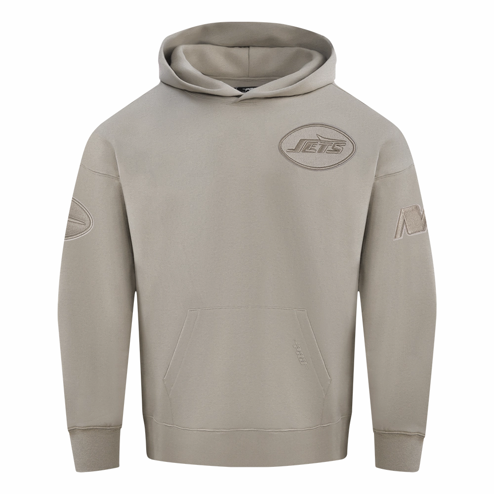 NFL NEW YORK JETS NEUTRAL MEN'S DROP SHOULDER FLC PO HOODIE (TAUPE)