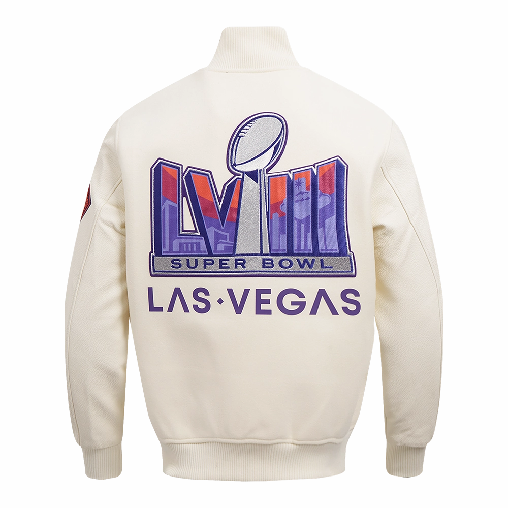 NFL NFL SUPERBOWL LVIII MEN'S WOOL VARSITY JACKET (EGGSHELL)