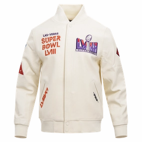 NFL NFL SUPERBOWL LVIII MEN'S WOOL VARSITY JACKET (EGGSHELL)