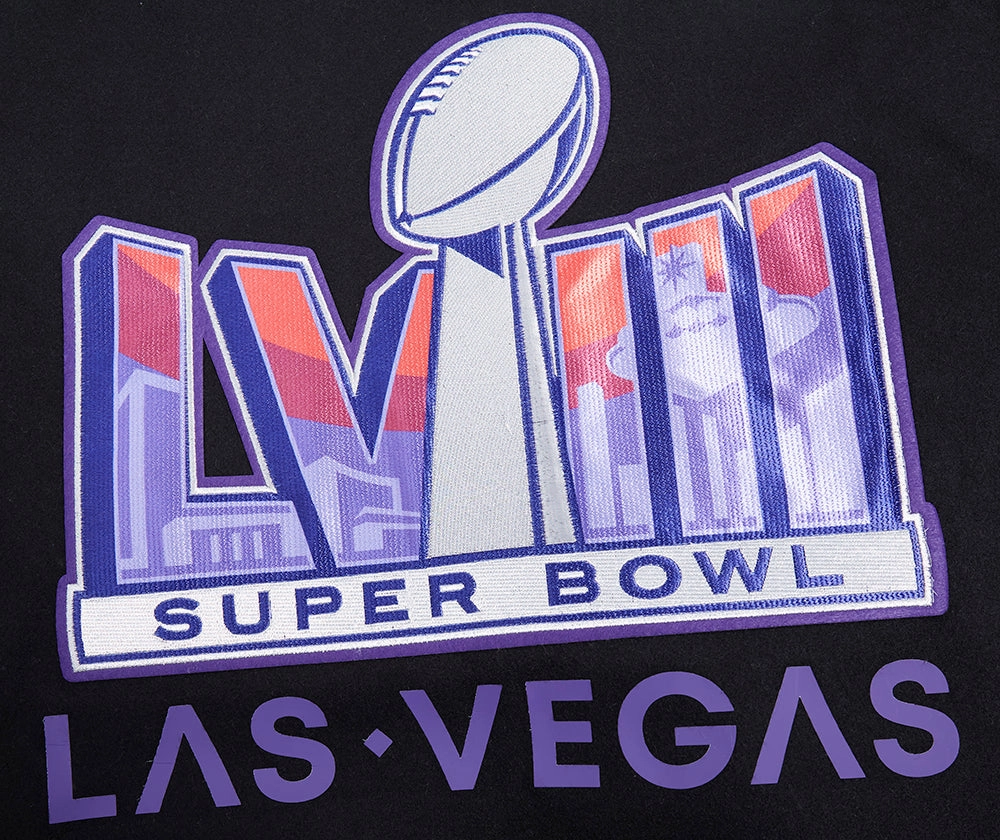 NFL NFL SUPERBOWL LVIII MEN'S WOOL VARSITY JACKET (JET BLACK)