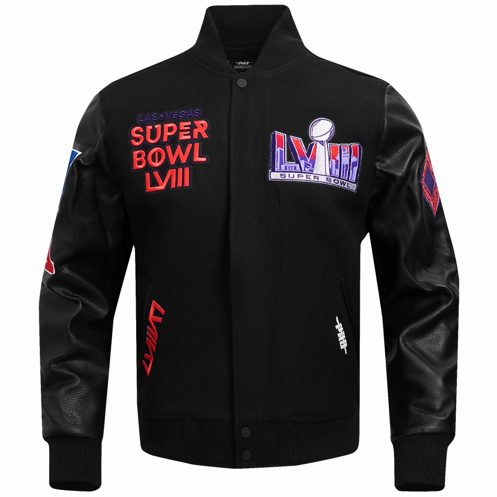 NFL NFL SUPERBOWL LVIII MEN'S WOOL VARSITY JACKET (JET BLACK)