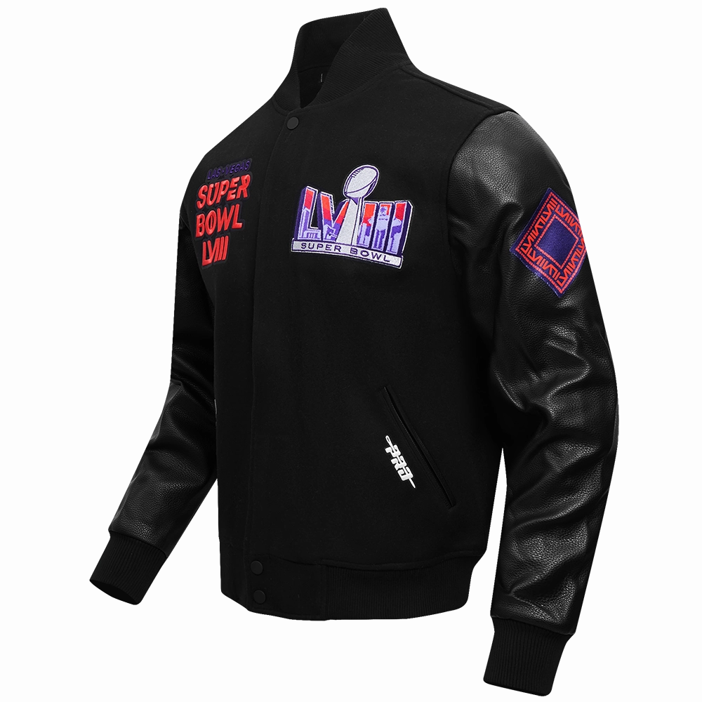 NFL NFL SUPERBOWL LVIII MEN'S WOOL VARSITY JACKET (JET BLACK)