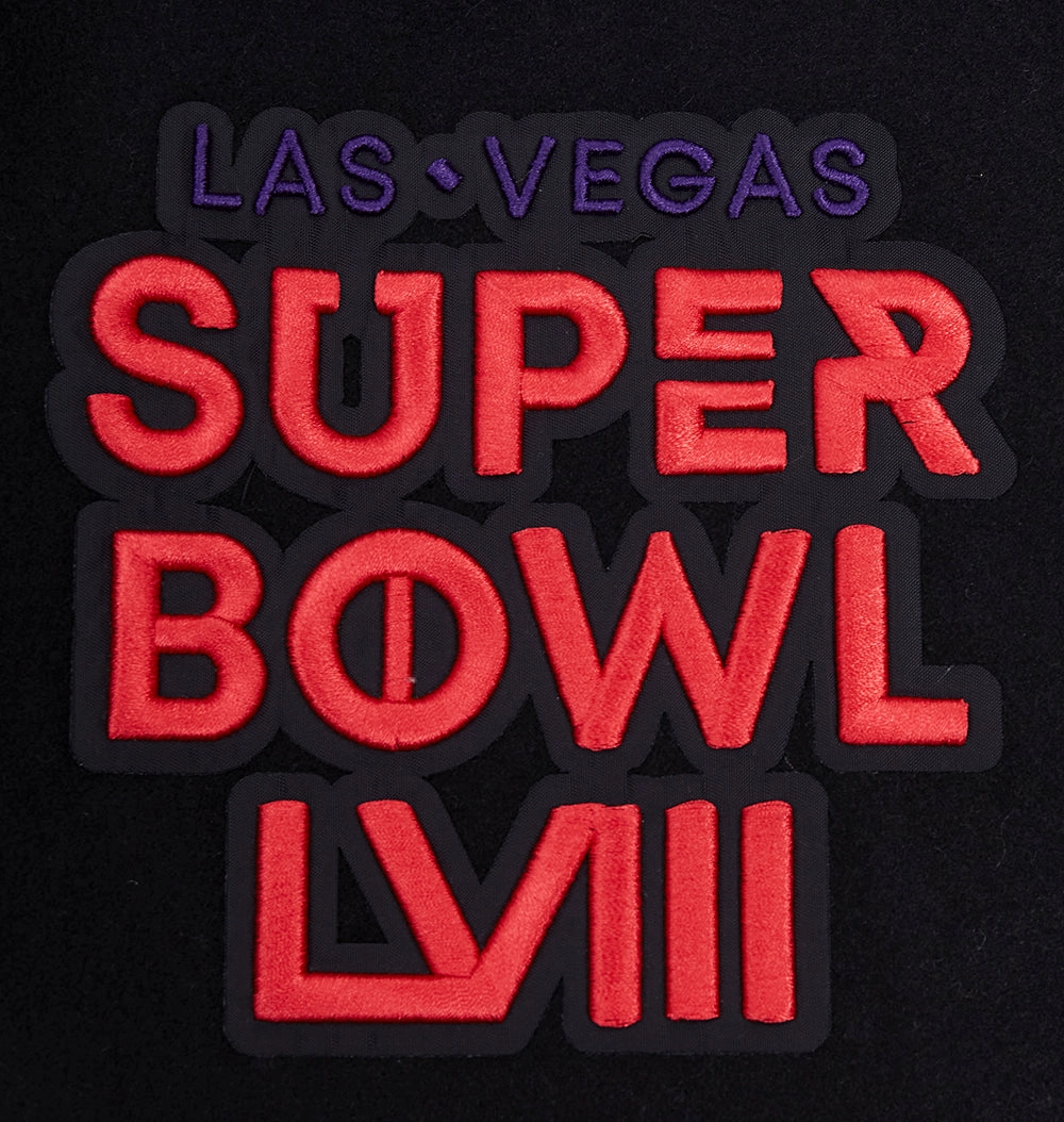 NFL NFL SUPERBOWL LVIII MEN'S WOOL VARSITY JACKET (JET BLACK)
