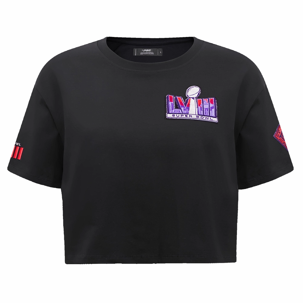 NFL NFL SUPERBOWL LVIII SINGLE JERSEY BOXY WOMEN'S TEE (BLACK)