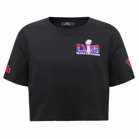 NFL NFL SUPERBOWL LVIII SINGLE JERSEY BOXY WOMEN'S TEE (BLACK)