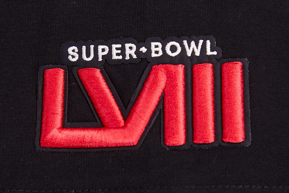 NFL NFL SUPERBOWL LVIII SINGLE JERSEY BOXY WOMEN'S TEE (BLACK)