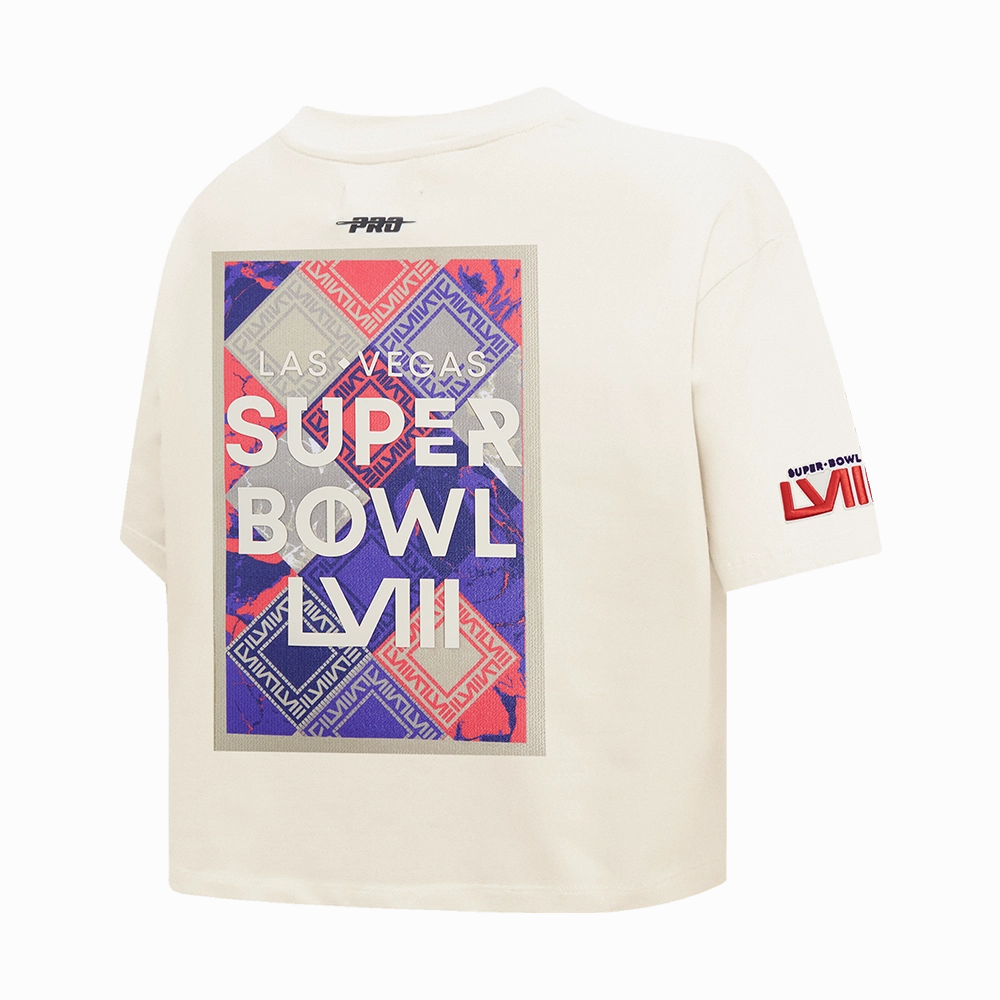 NFL NFL SUPERBOWL LVIII SINGLE JERSEY BOXY WOMEN'S TEE (EGGSHELL)