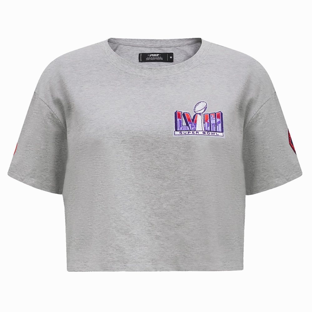 NFL NFL SUPERBOWL LVIII SINGLE JERSEY BOXY WOMEN'S TEE (HEATHER GREY)