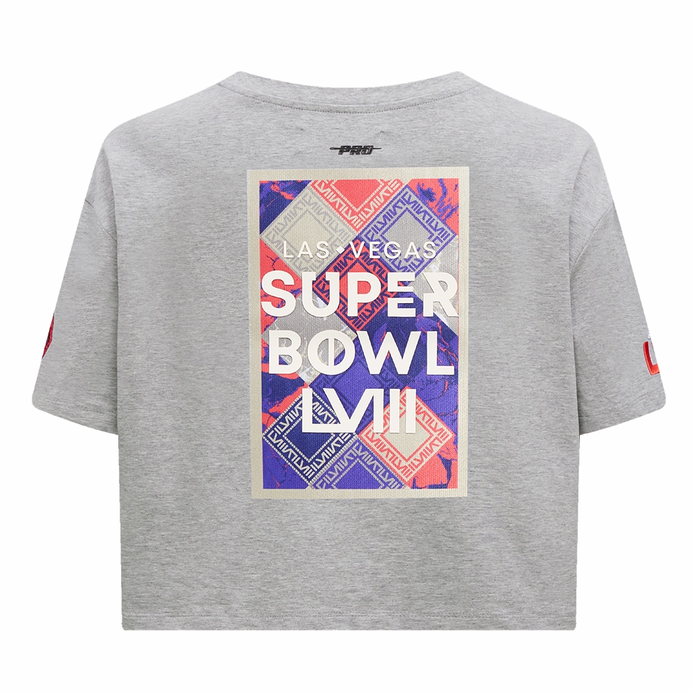 NFL NFL SUPERBOWL LVIII SINGLE JERSEY BOXY WOMEN'S TEE (HEATHER GREY)