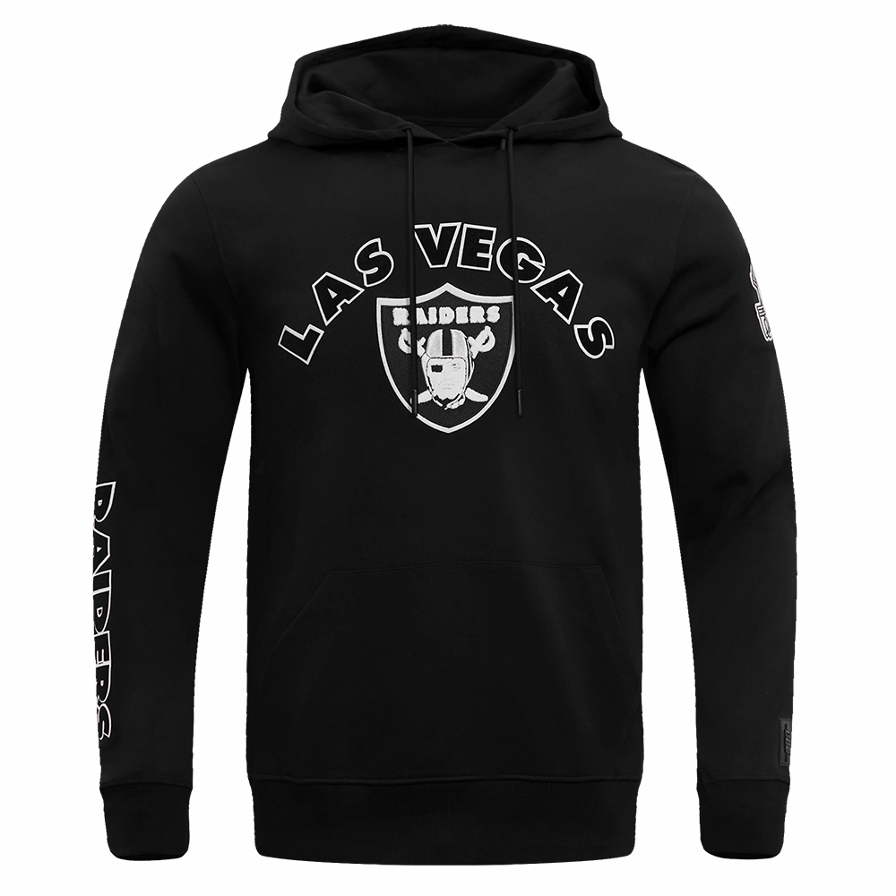 NFL OAKLAND RAIDERS CLASSIC BRISTLE FLEECE PULLOVER HOODIE (BLACK)