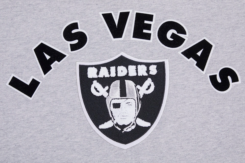 NFL OAKLAND RAIDERS CLASSIC BRISTLE FLEECE PULLOVER HOODIE (HEATHER GREY)