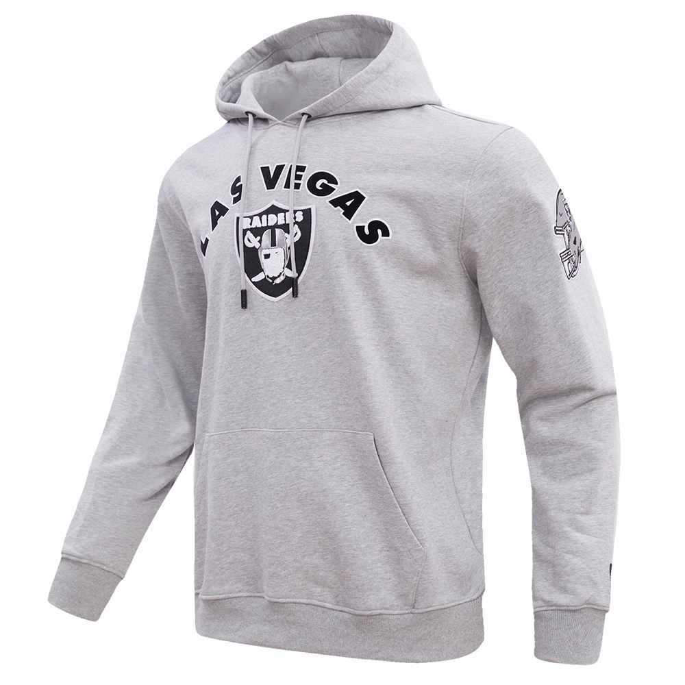 NFL OAKLAND RAIDERS CLASSIC BRISTLE FLEECE PULLOVER HOODIE (HEATHER GREY)