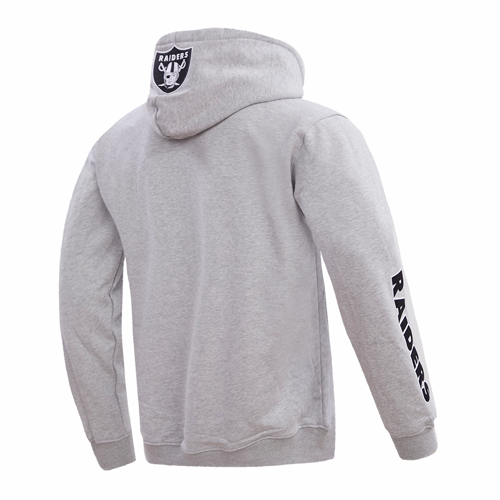 NFL OAKLAND RAIDERS CLASSIC BRISTLE FLEECE PULLOVER HOODIE (HEATHER GREY)