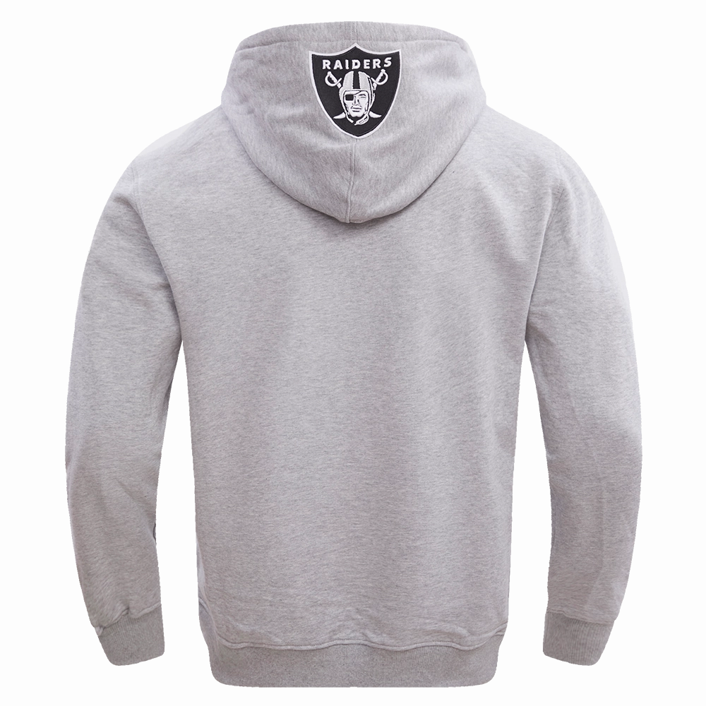 NFL OAKLAND RAIDERS CLASSIC BRISTLE FLEECE PULLOVER HOODIE (HEATHER GREY)