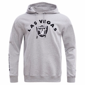 NFL OAKLAND RAIDERS CLASSIC BRISTLE FLEECE PULLOVER HOODIE (HEATHER GREY)