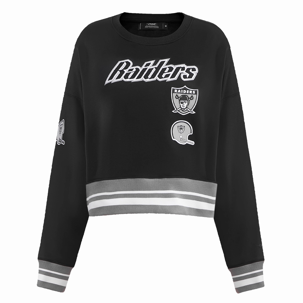 NFL OAKLAND RAIDERS RETRO CLASSIC WOMEN'S CREWNECK (BLACK/GREY)