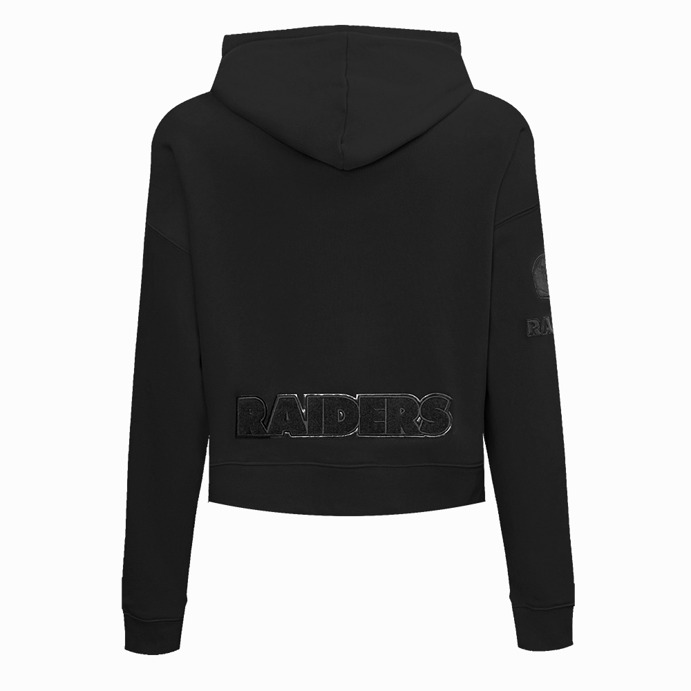 NFL OAKLAND RAIDERS TRIPLE BLACK WOMEN'S CROPPED PULLOVER HOODIE (TRIPLE BLACK)