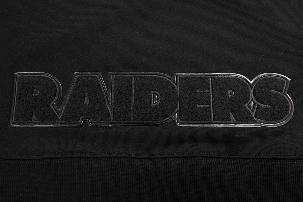 NFL OAKLAND RAIDERS TRIPLE BLACK WOMEN'S CROPPED PULLOVER HOODIE (TRIPLE BLACK)