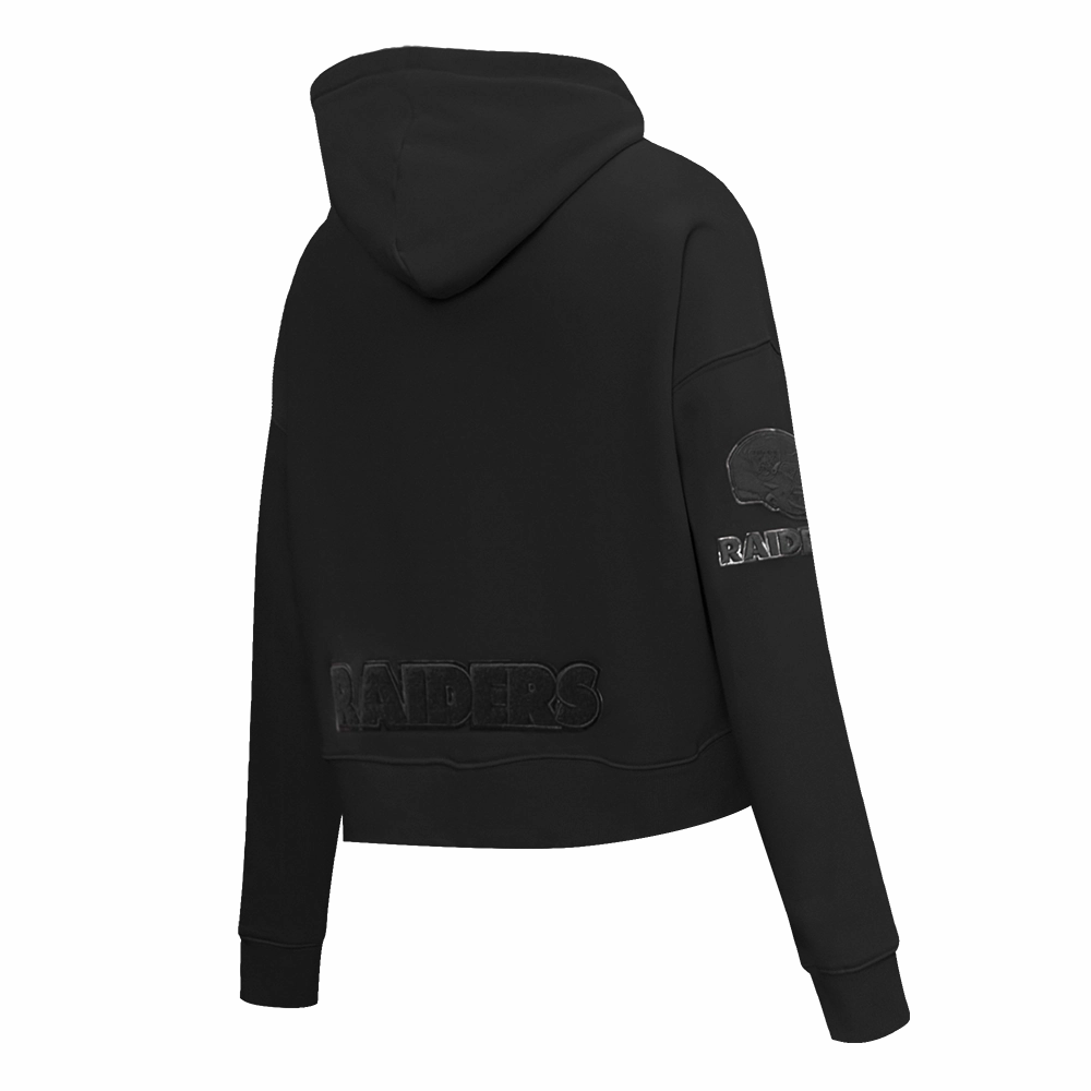 NFL OAKLAND RAIDERS TRIPLE BLACK WOMEN'S CROPPED PULLOVER HOODIE (TRIPLE BLACK)