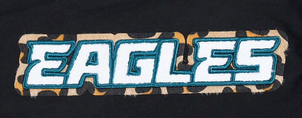 NFL PHILADELPHIA EAGLES ANIMAL PRINT DOUBLE KNIT MEN'S PULLOVER HOODIE (BLACK)