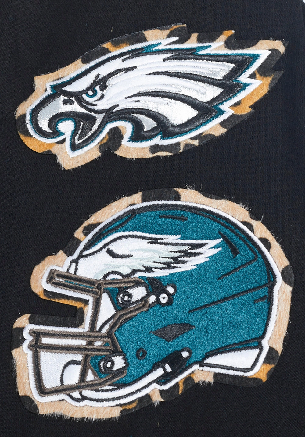 NFL PHILADELPHIA EAGLES ANIMAL PRINT DOUBLE KNIT MEN'S PULLOVER HOODIE (BLACK)