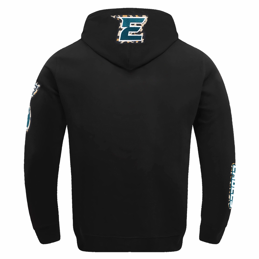 NFL PHILADELPHIA EAGLES ANIMAL PRINT DOUBLE KNIT MEN'S PULLOVER HOODIE (BLACK)