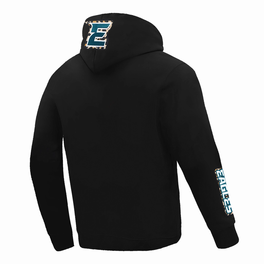 NFL PHILADELPHIA EAGLES ANIMAL PRINT DOUBLE KNIT MEN'S PULLOVER HOODIE (BLACK)