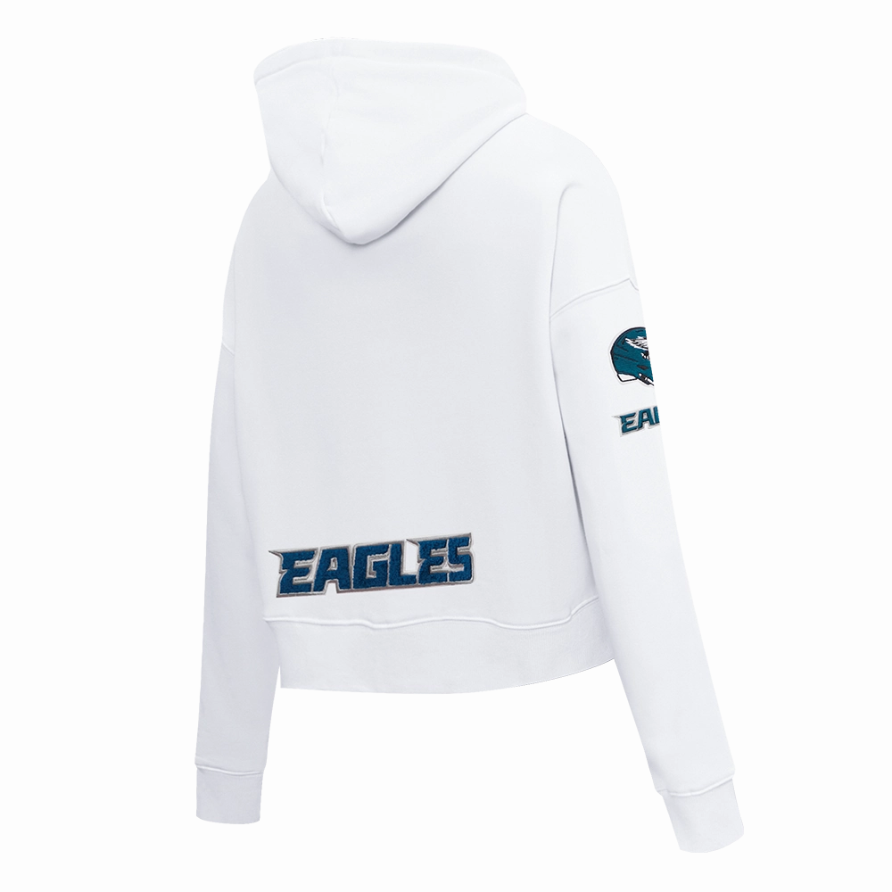 NFL PHILADELPHIA EAGLES CLASSIC WOMEN'S FLEECE CROPPED PULLOVER HOODIE (WHITE)