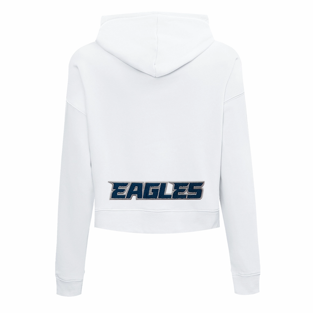 NFL PHILADELPHIA EAGLES CLASSIC WOMEN'S FLEECE CROPPED PULLOVER HOODIE (WHITE)