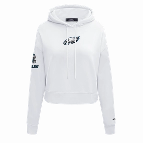 NFL PHILADELPHIA EAGLES CLASSIC WOMEN'S FLEECE CROPPED PULLOVER HOODIE (WHITE)