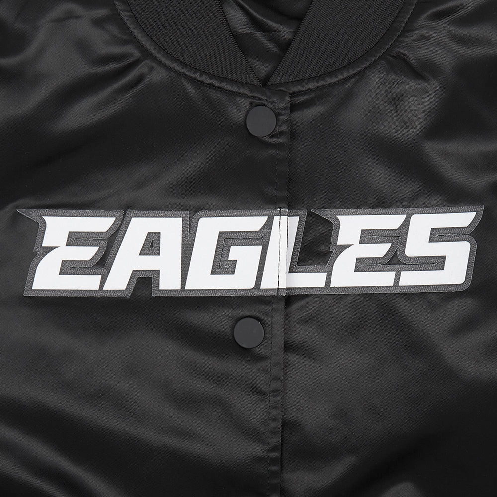 NFL PHILADELPHIA EAGLES CLASSIC WOMEN'S SATIN JACKET (BLACK)