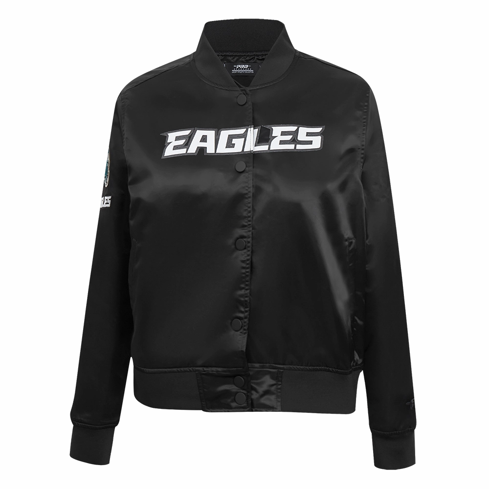 NFL PHILADELPHIA EAGLES CLASSIC WOMEN'S SATIN JACKET (BLACK)