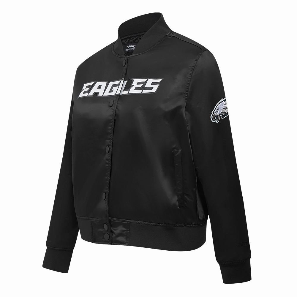 NFL PHILADELPHIA EAGLES CLASSIC WOMEN'S SATIN JACKET (BLACK)