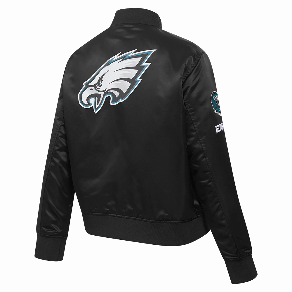NFL PHILADELPHIA EAGLES CLASSIC WOMEN'S SATIN JACKET (BLACK)