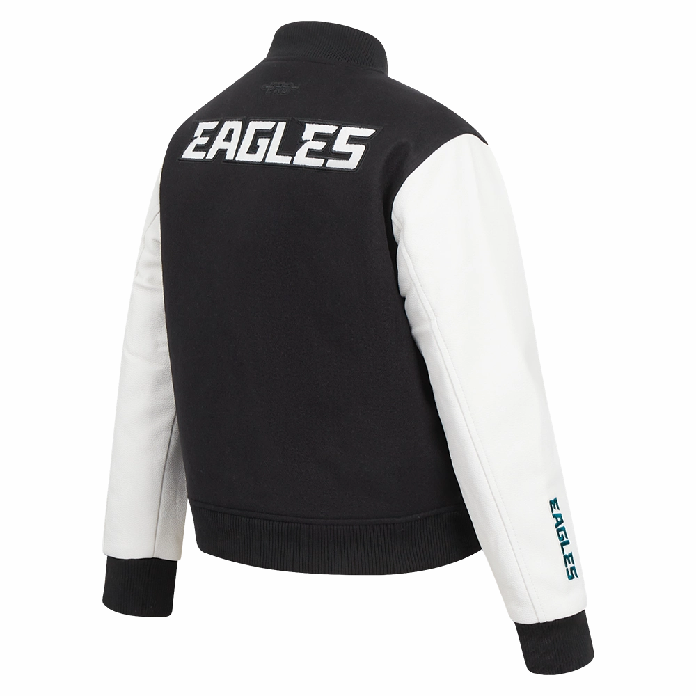 NFL PHILADELPHIA EAGLES CLASSIC WOMEN'S WOOL VARSITY JACKET (BLACK/WHITE)
