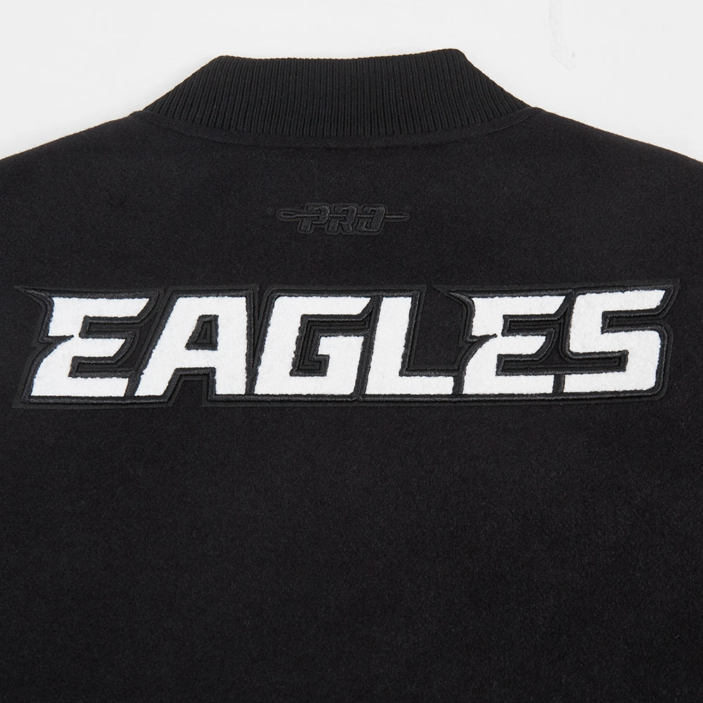 NFL PHILADELPHIA EAGLES CLASSIC WOMEN'S WOOL VARSITY JACKET (BLACK/WHITE)